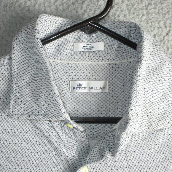 PETER MILLAR MEN'S L/S BUTTON SHIRT BLUE LARGE COTTON USED - Picture 1 of 3